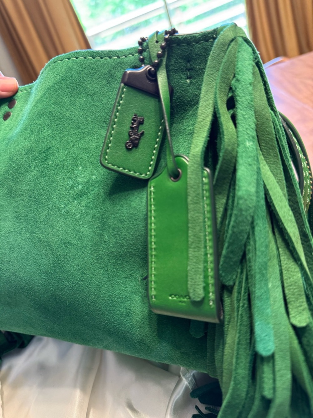 Coach Green Suede Fringe Rouge 25 EXTREMELY RARE!!! NWT! - Picture 10 of 15